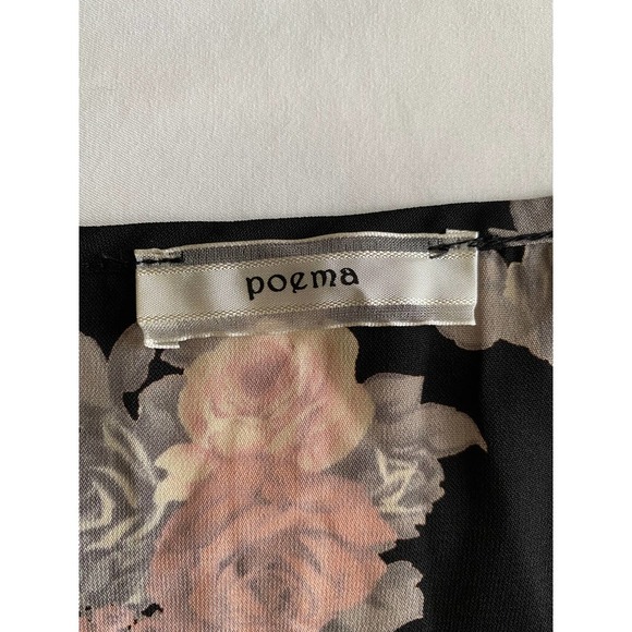 Modcloth Poema Tunic 1X Tie Sash Belt Short Sleeves Black Floral NEW - Picture 6 of 7